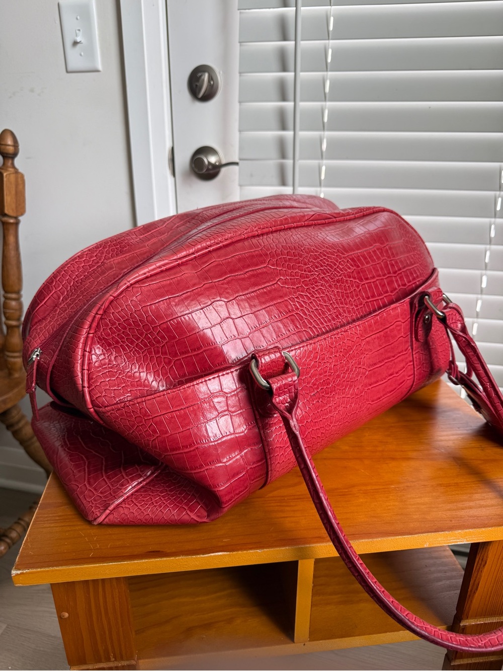 Bath & Body Works Cherry Red Croc-Embossed Shoulder Bag